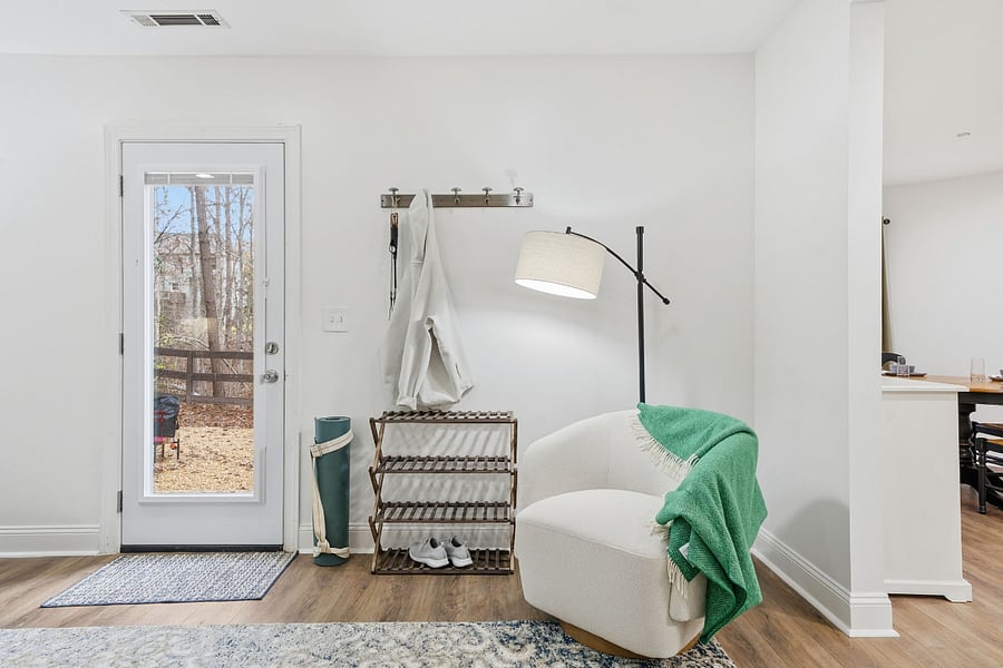 Hang your hat here and place your shoes on the rack as you enter for additional storage and clean-living space.
