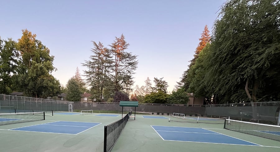 Clubhouse pickleball courts.