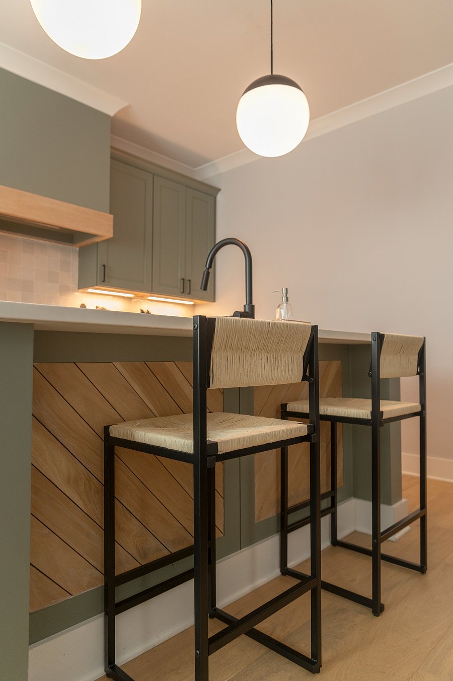 Bar stools at kitchen island