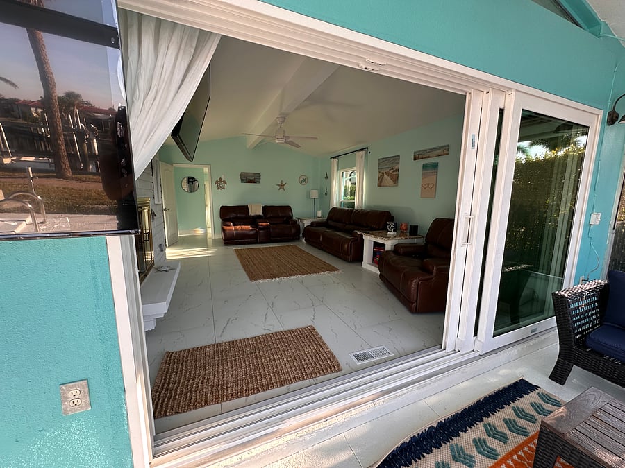 living room out to pool