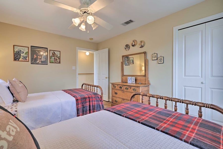 Secondary "dog" theme room with large closet and antique dresser