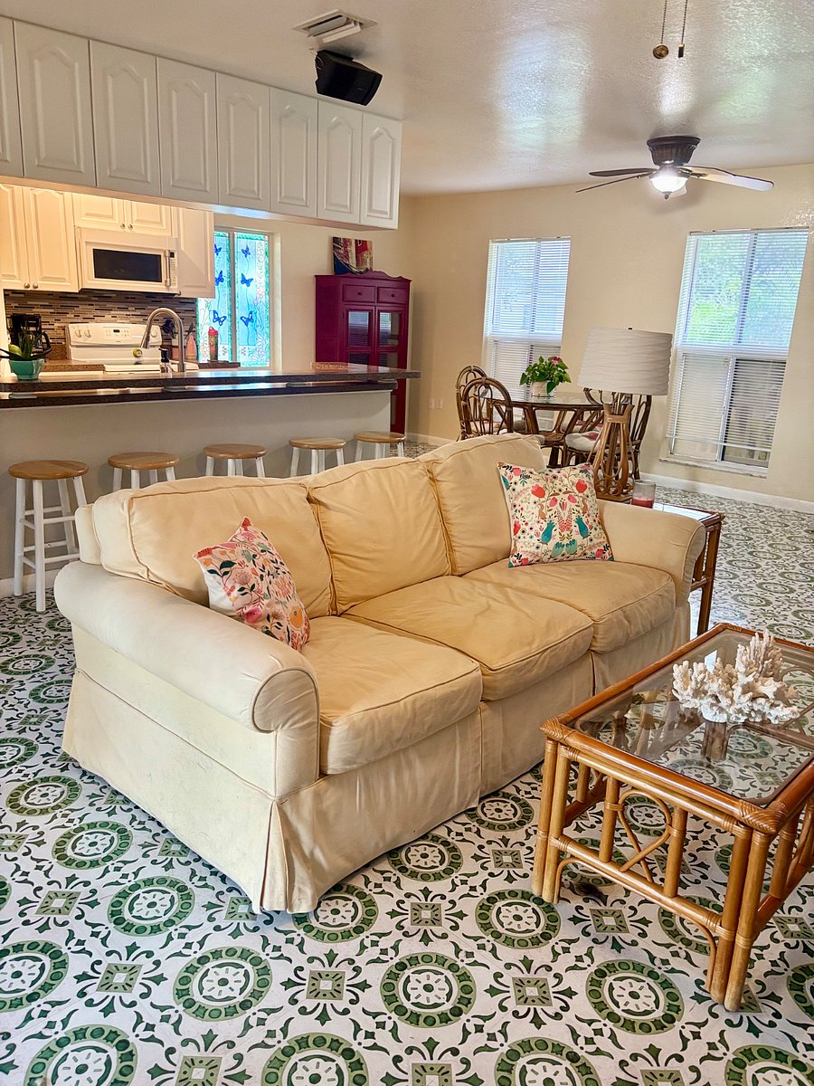 Comfy pull-out sofa  the home sleeps up to 6 comfortably.
