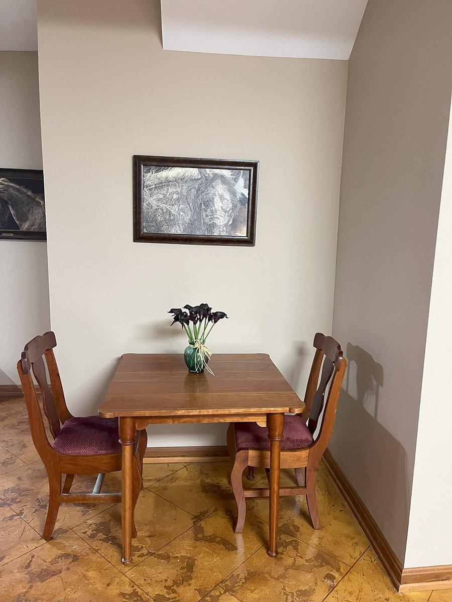 Eating area with hand crafted table