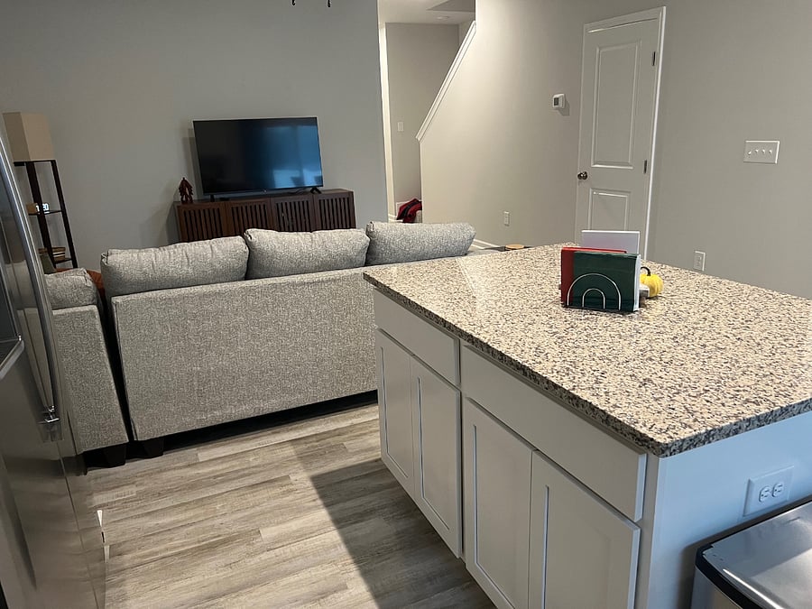 Looking from kitchen to den