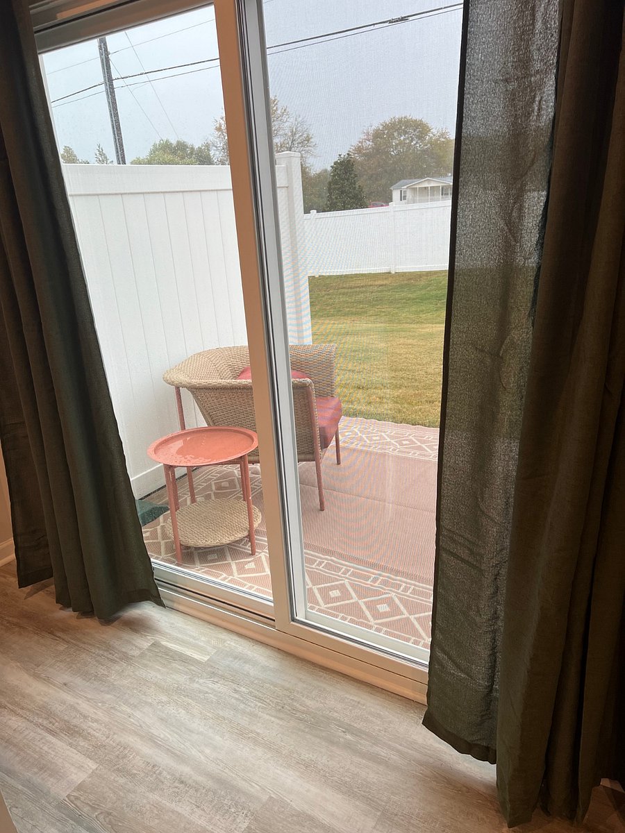 Looking out to patio from kitchen