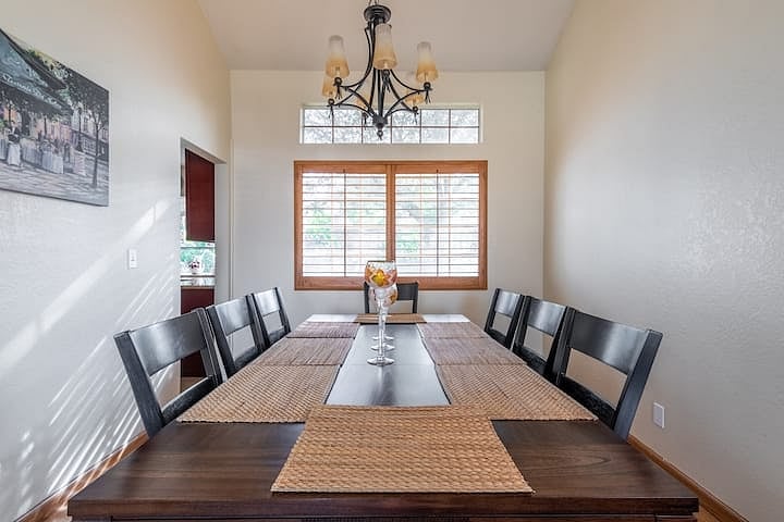 Dining room allows for seating up to 8 people.