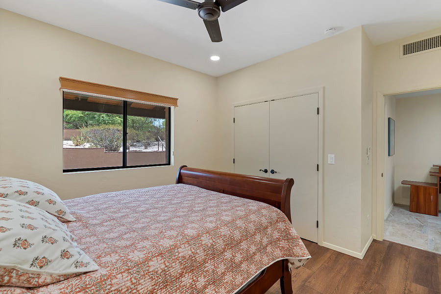 East-facing queen bedroom