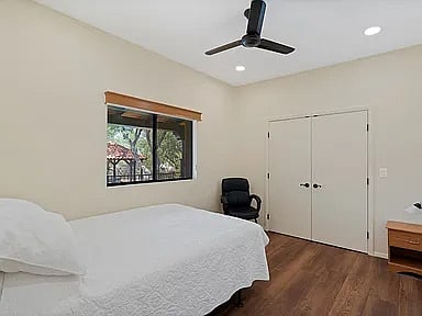 Pool-facing queen bedroom
