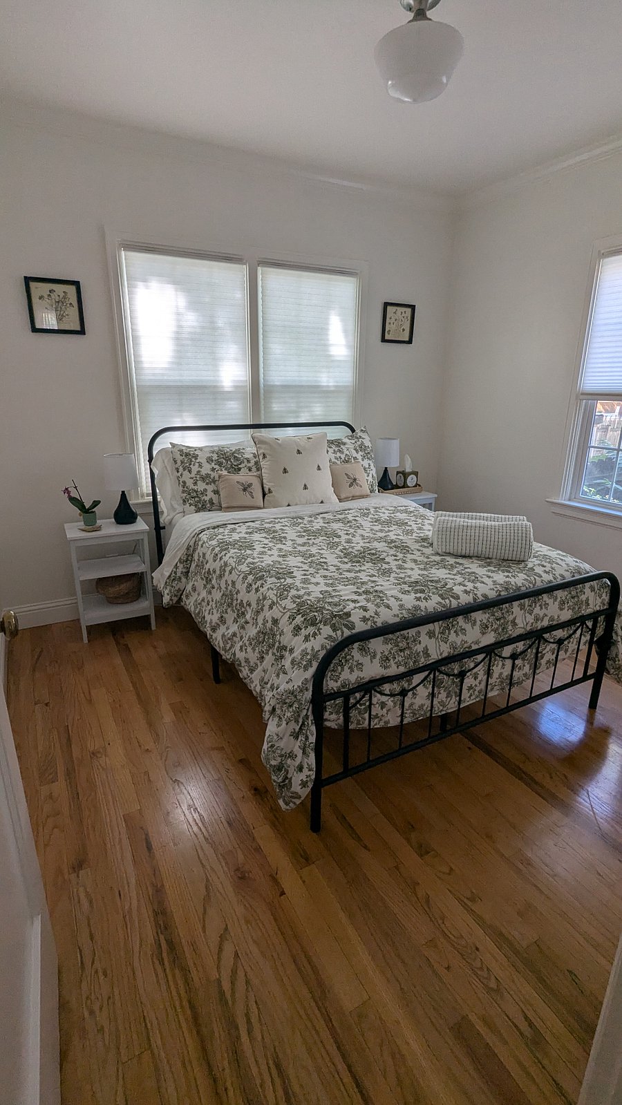 The upstairs bed with a double bed.