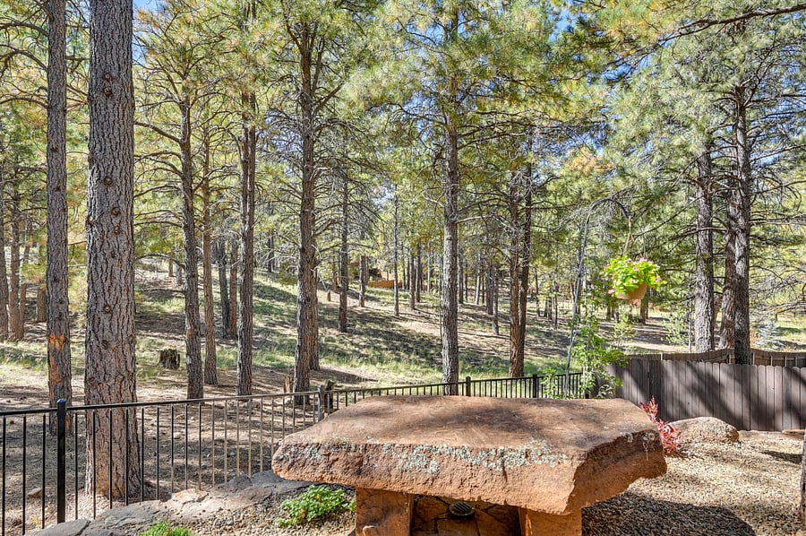 Fenced yard backs to wooded area with direct access to walking/biking trails