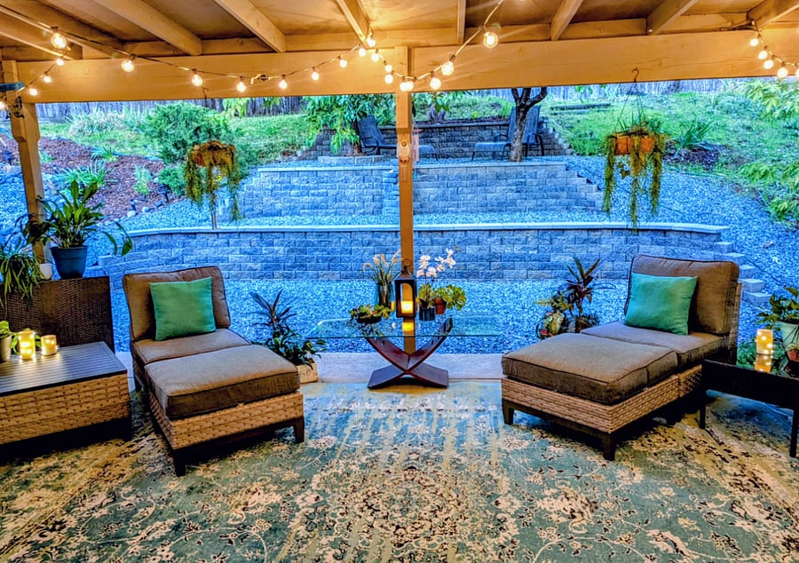 Relax and enjoy listening to the wind chimes and waterfall feature, there's 10 trees on property and lots of beautiful nature nearby.