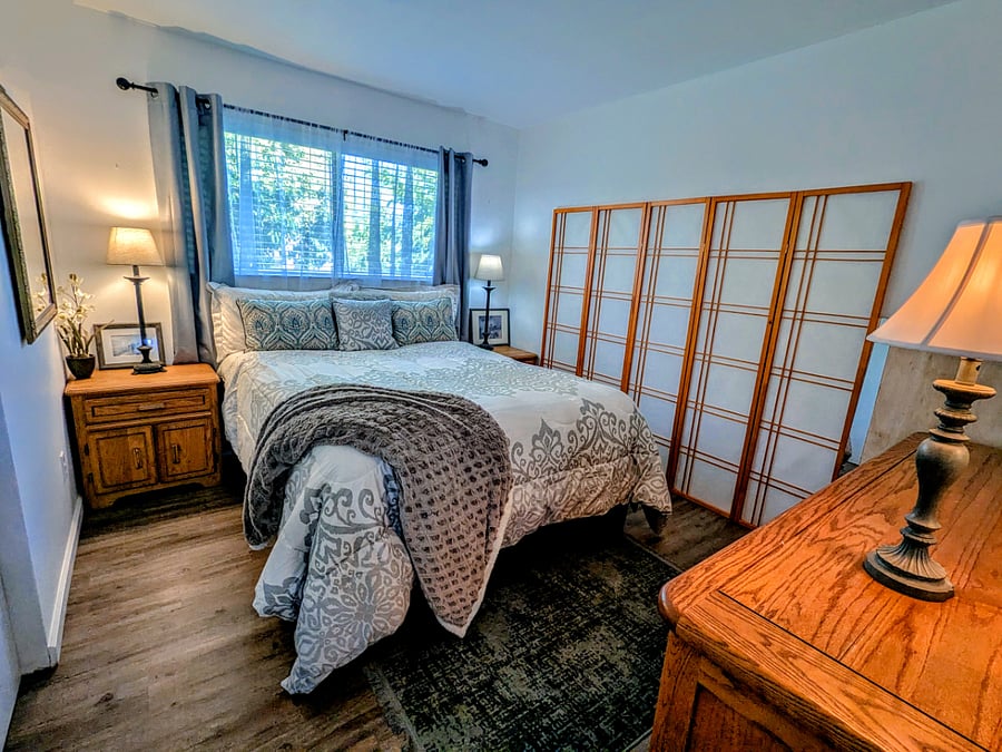 Each bedroom has an aromatherapy mister/ white noise machine, a smart TV, and plenty of storage in dressers and closets.