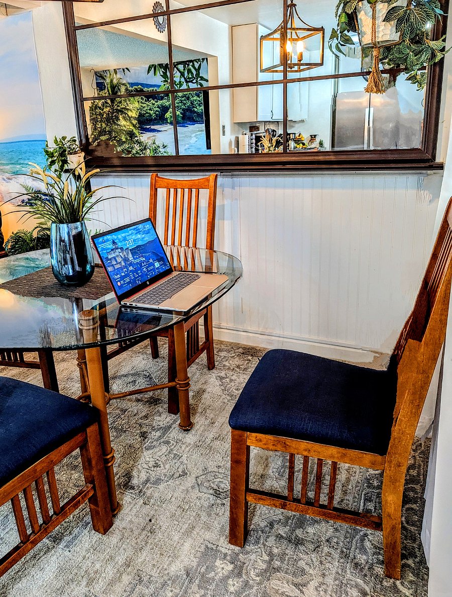 Dining room or outdoor space can be used as a dedicated workspace