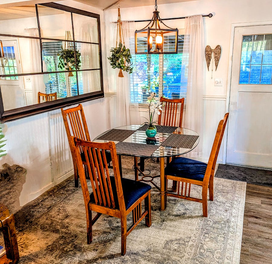 Enjoy chatting with your cook while sitting at the table