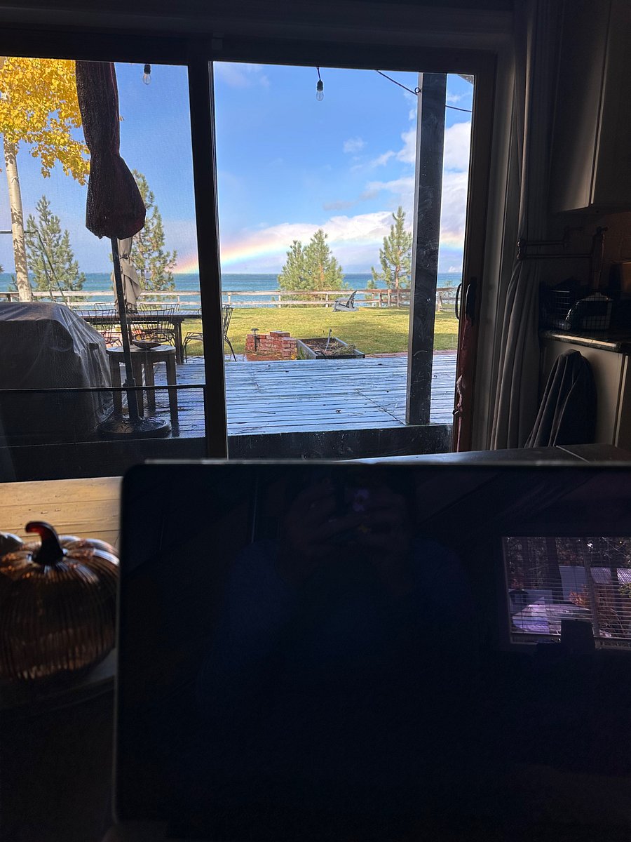 Work place with a view!  No zoom back drop needed