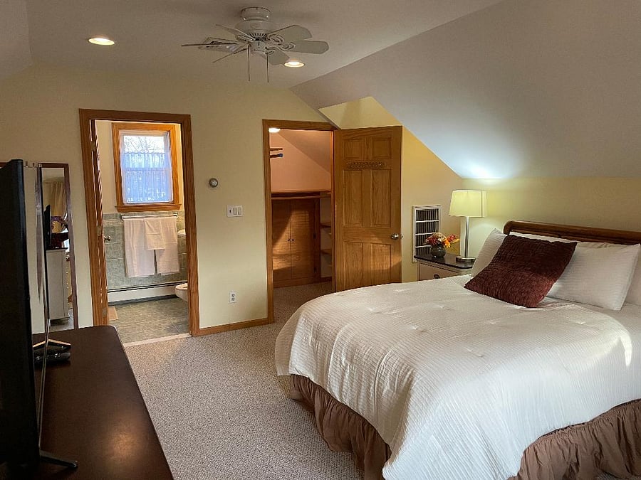 upstairs master bedroom, private bath and closet