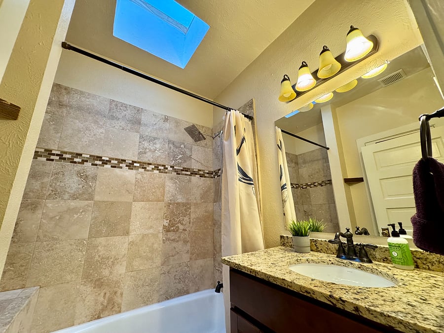 Master bathroom with skylight