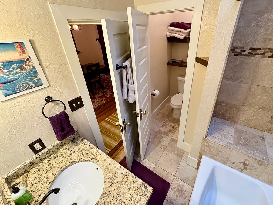 Towels and shower bench