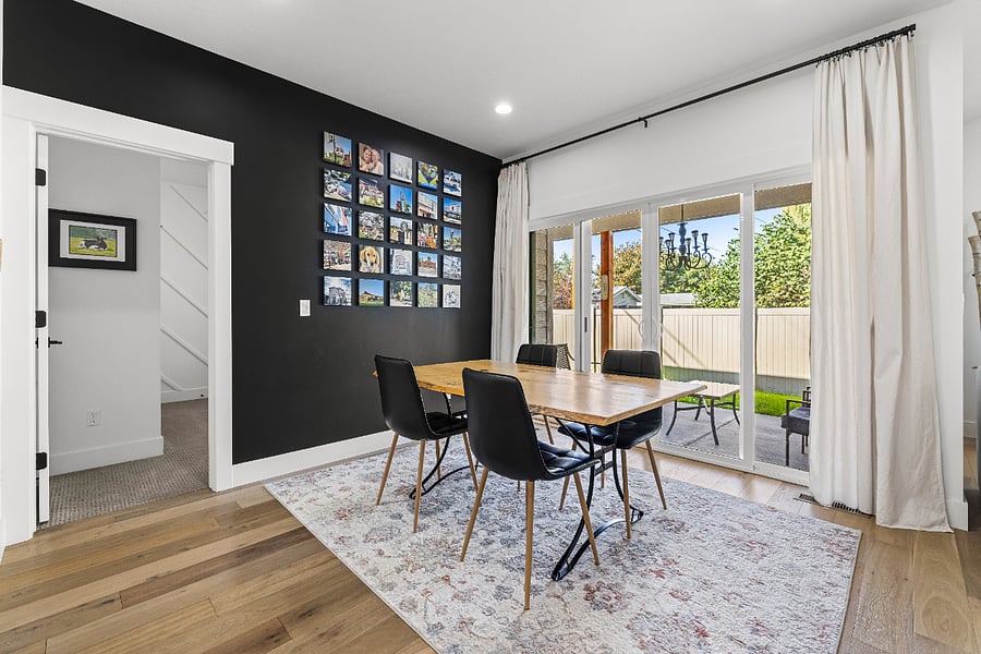 Dining Room and oversize sliding door to the back porch and lovely yard.
