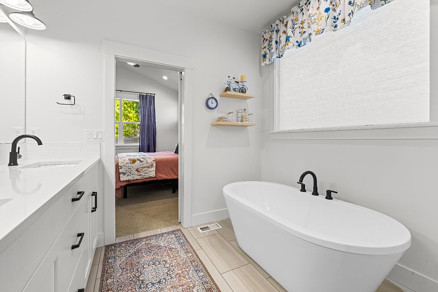 Relax in the large soaking tub.