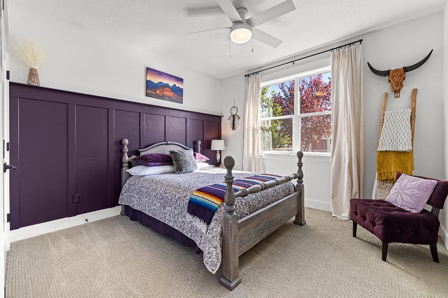 Relax in this Queen Bed guest room with large closet.