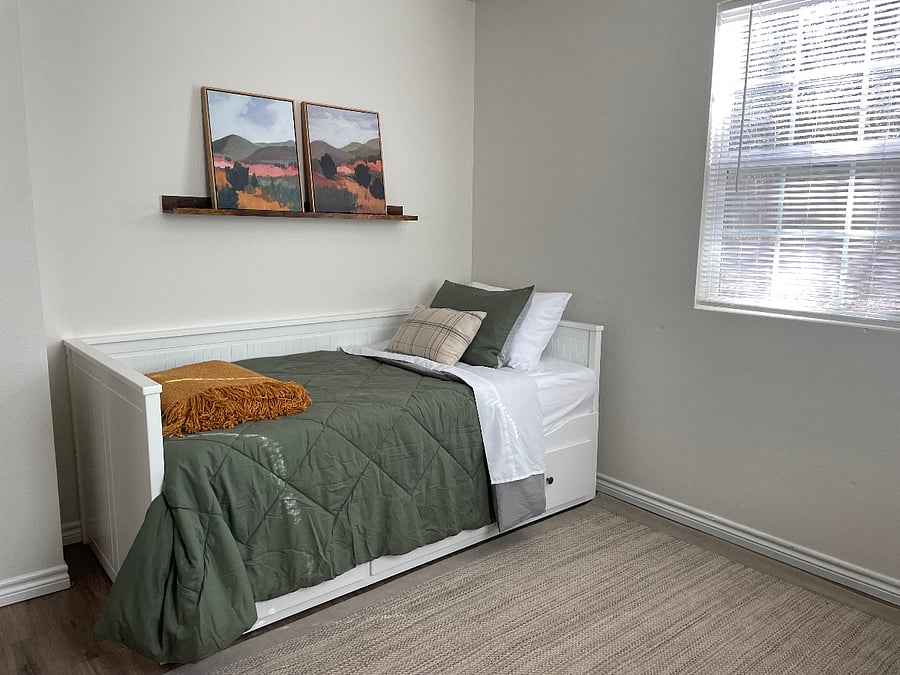 this bed can be a king OR twin but not both at the same time. Twin arrangement is shown here.