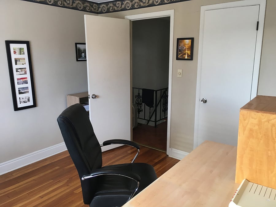 Separate office: desk, comfy chair, plenty of outlets. Fast, reliable internet.