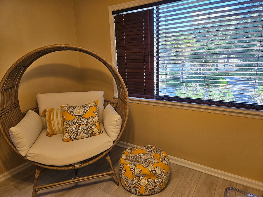 Front Bedroom overlooks the park. This Bedroom is on the main floor with the kitchen and living room.