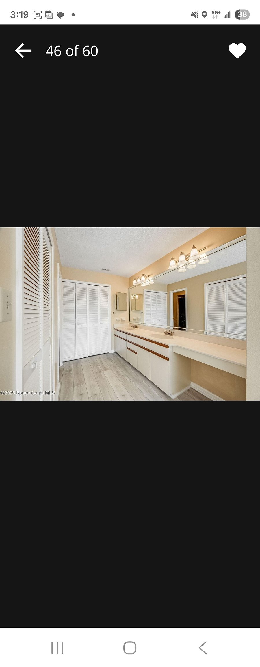 Master bathroom has, double sink, separate water closet with the tub, shower and toilet. Has 4 closets - linen closet, walk in closet, and an additional wall of closets