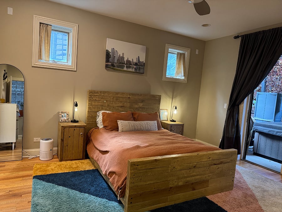 master bedroom with walk in closet