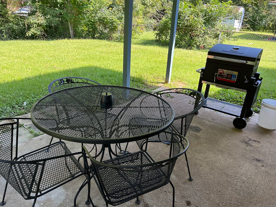 patio and charcoal grill