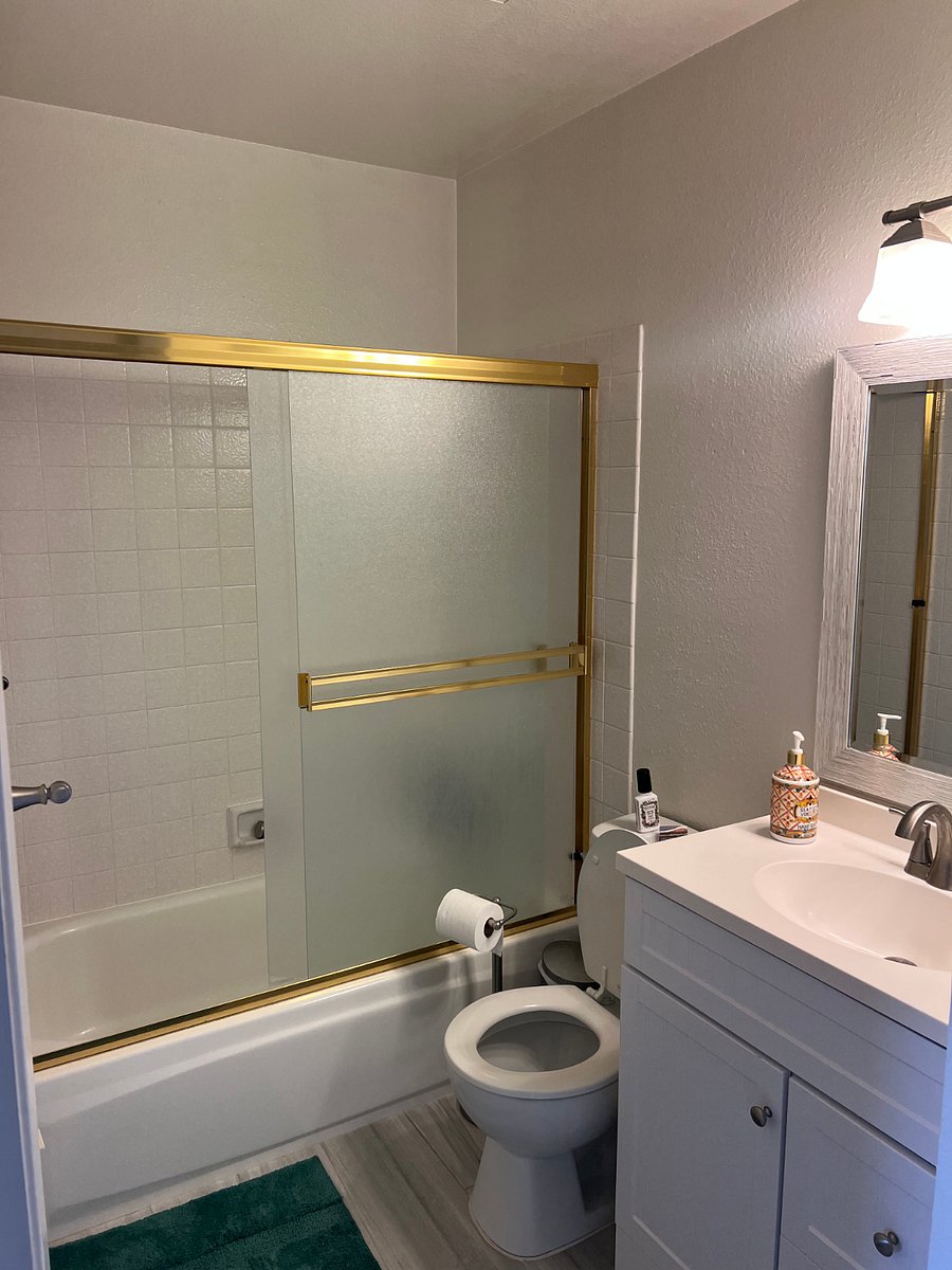 The room's private in-suite bathroom