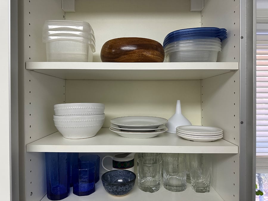 Glasses, bowls, and storage containers. Also wine glasses... need to take a new photo, but I have a Guest in for 3 months... so later!