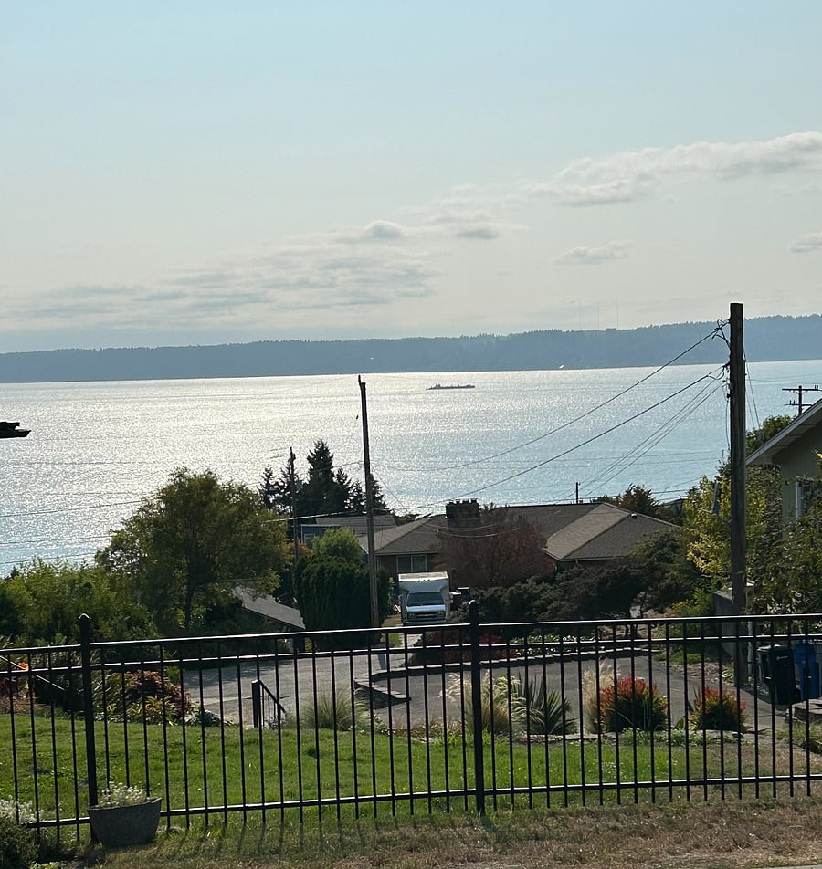 Sweeping View of Puget Sound and Vashon Island, Completely Fenced Yard