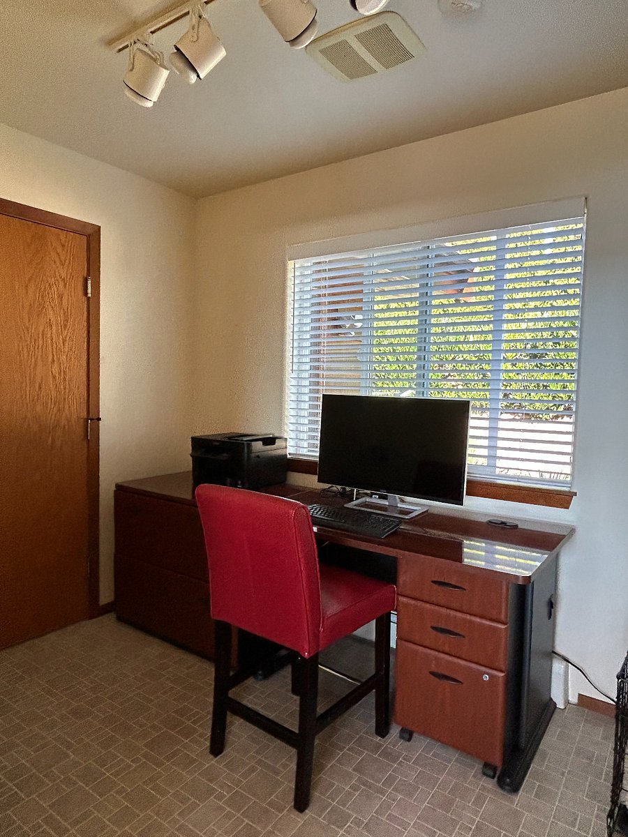 Office, Large Desk with Monitor and Printer