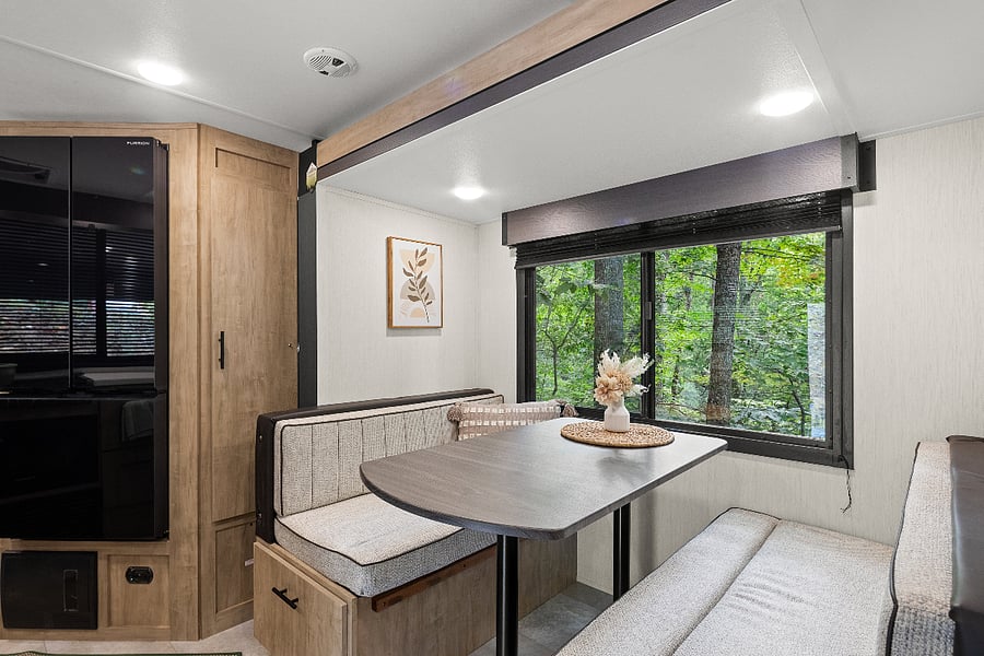 Morning coffee, meals, or workspace with relaxing view of your private forest