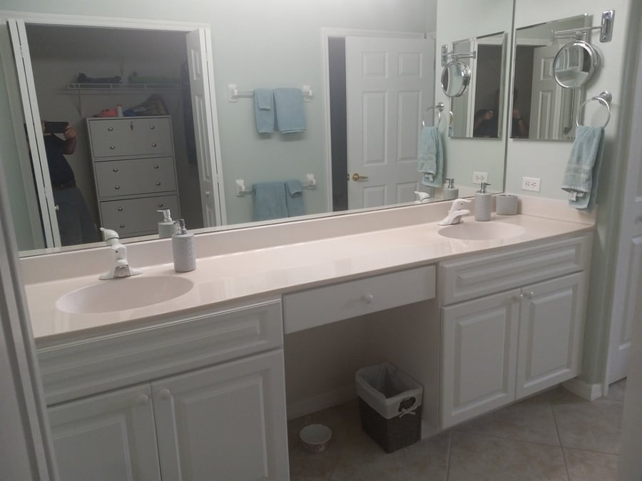 Master bathroom with large walk-in shower and closet.