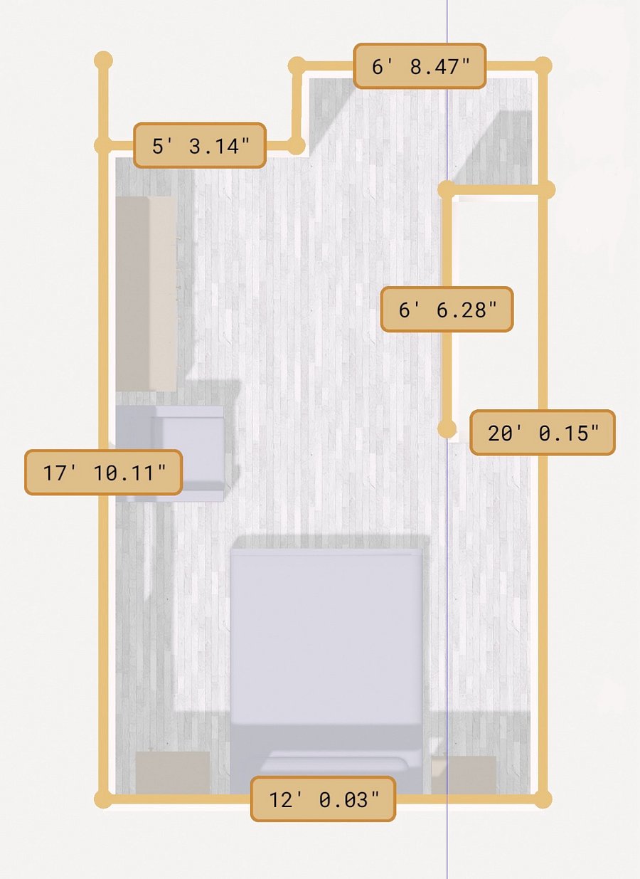 Bedroom floor plan. The slider goes out to the patio