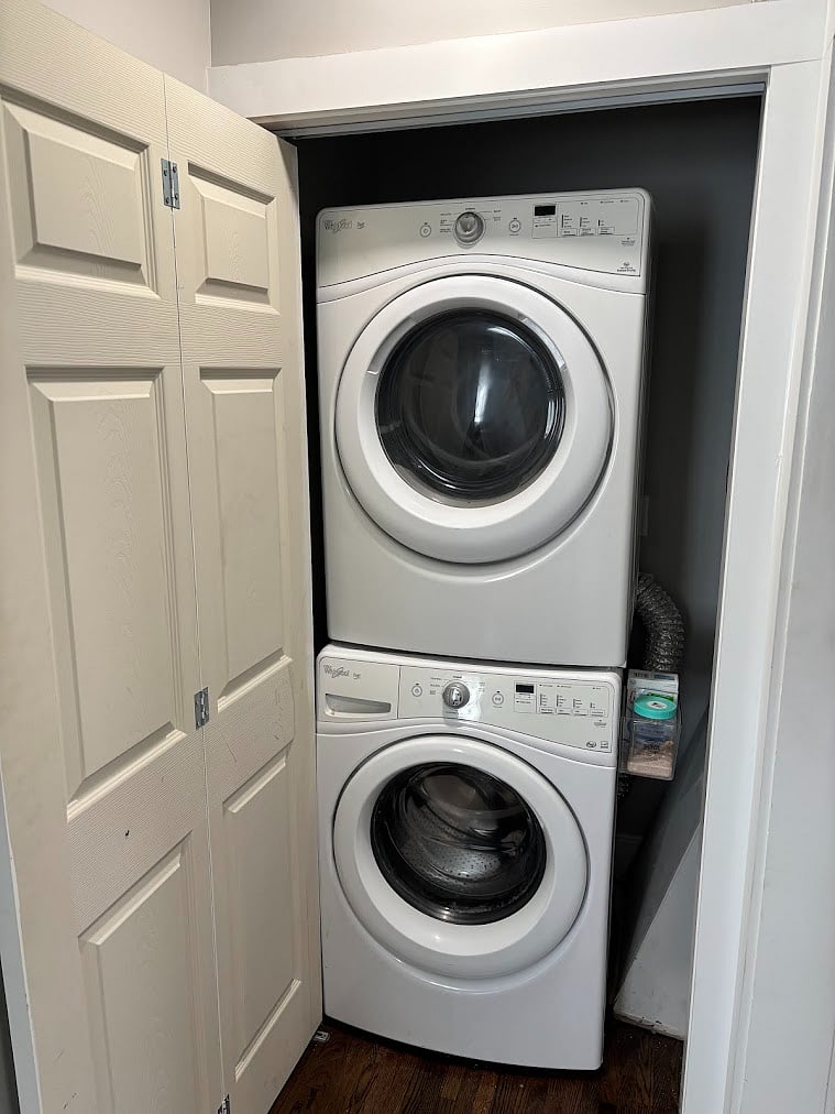 full size, stackable washer and dryer