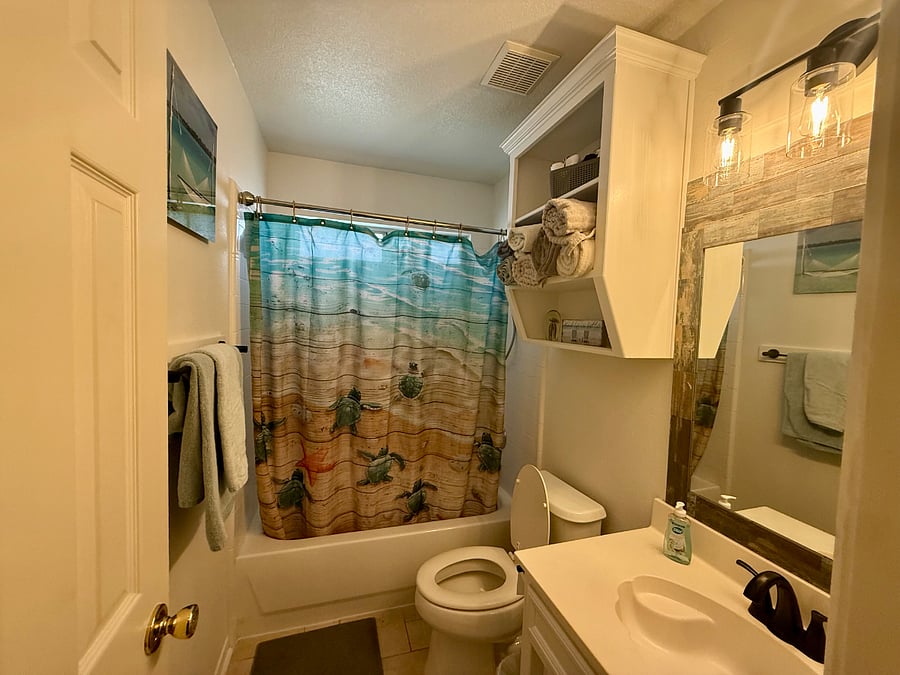 Hall bath with tub/shower combo