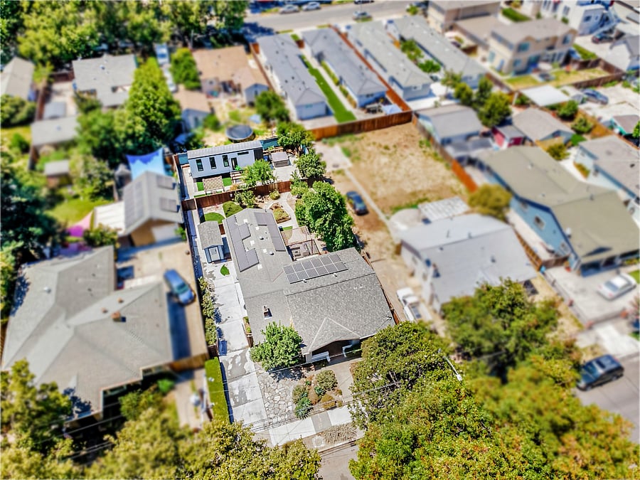 Overview of the lot. There is a tiny home in the very back already rented and shares the laundry in the little shed.