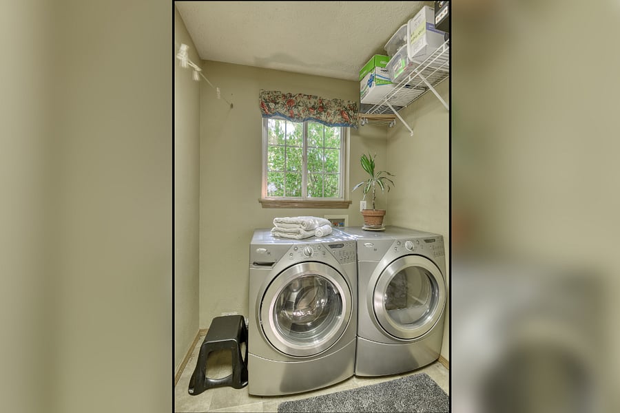 Large-capacity front-load Whirlpool washer and dryer make laundry effortless with high-end performance and efficiency. Guests have complimentary access to this shared laundry space for added convenience.