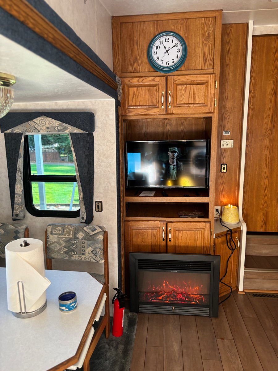 brand new flat screen located for great viewing in living space