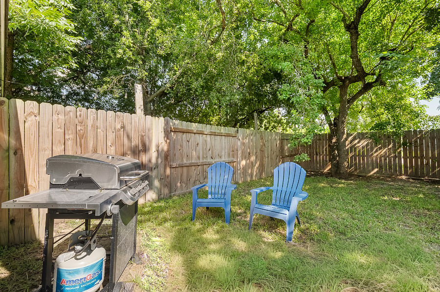 Backyard with barbecue grill