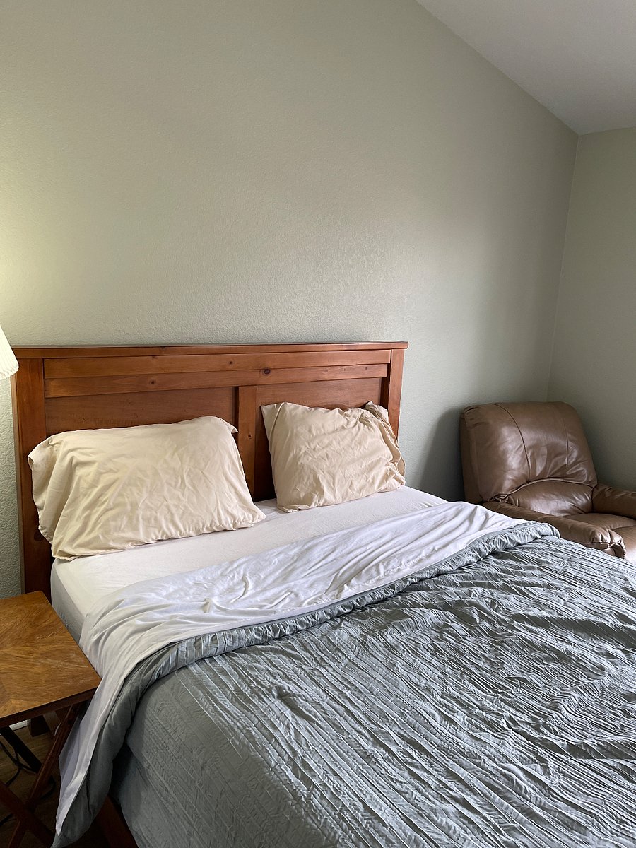 Queen bed and recliner