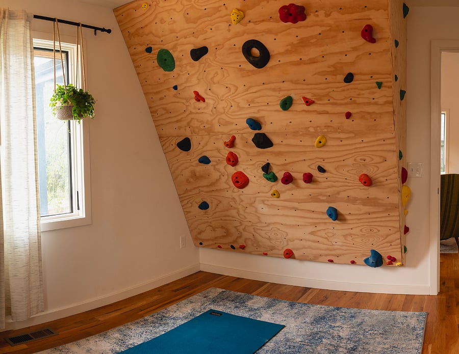 Bedroom #2 also includes a training rock wall!