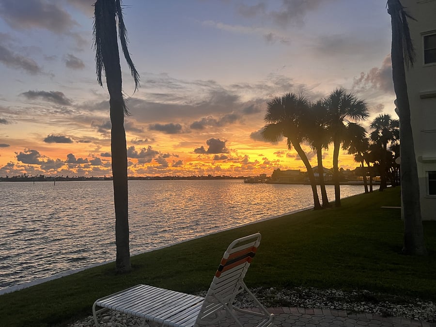 Gorgeous sunset views from pool beside my condo.