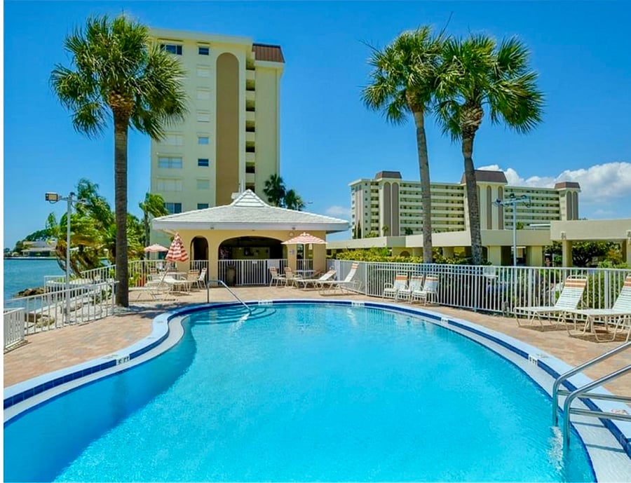 Pool, Pier, Cabana with Grills and Restrooms directly beside my building.