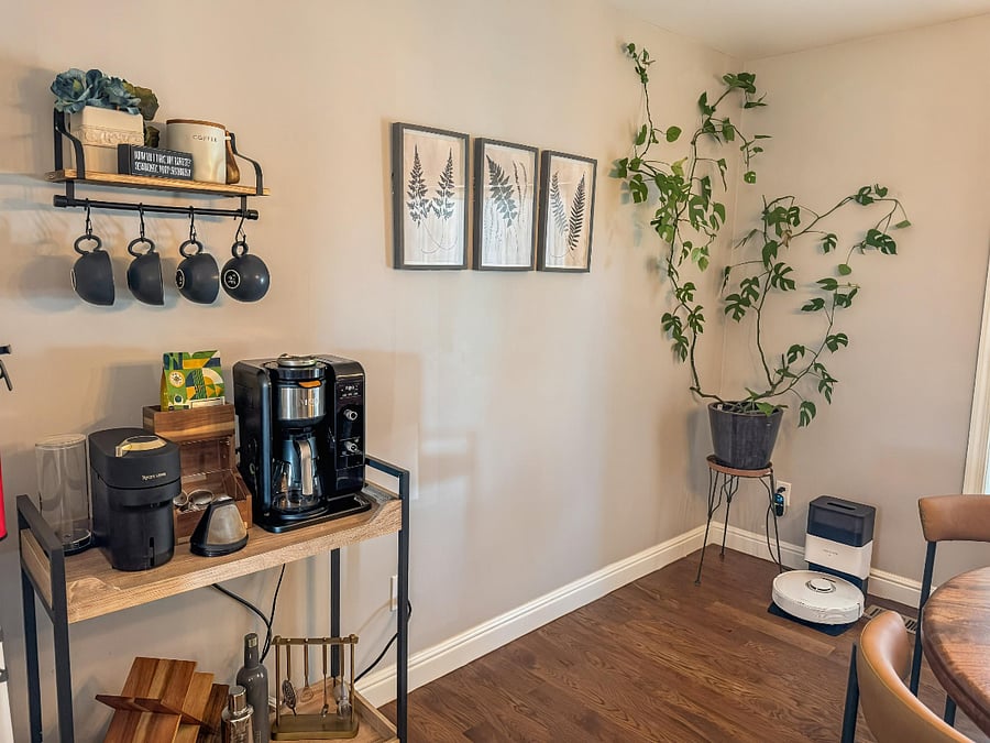 Coffee bar: Nespresso (limited pods provided) + Ninja drip coffee & tea maker. 