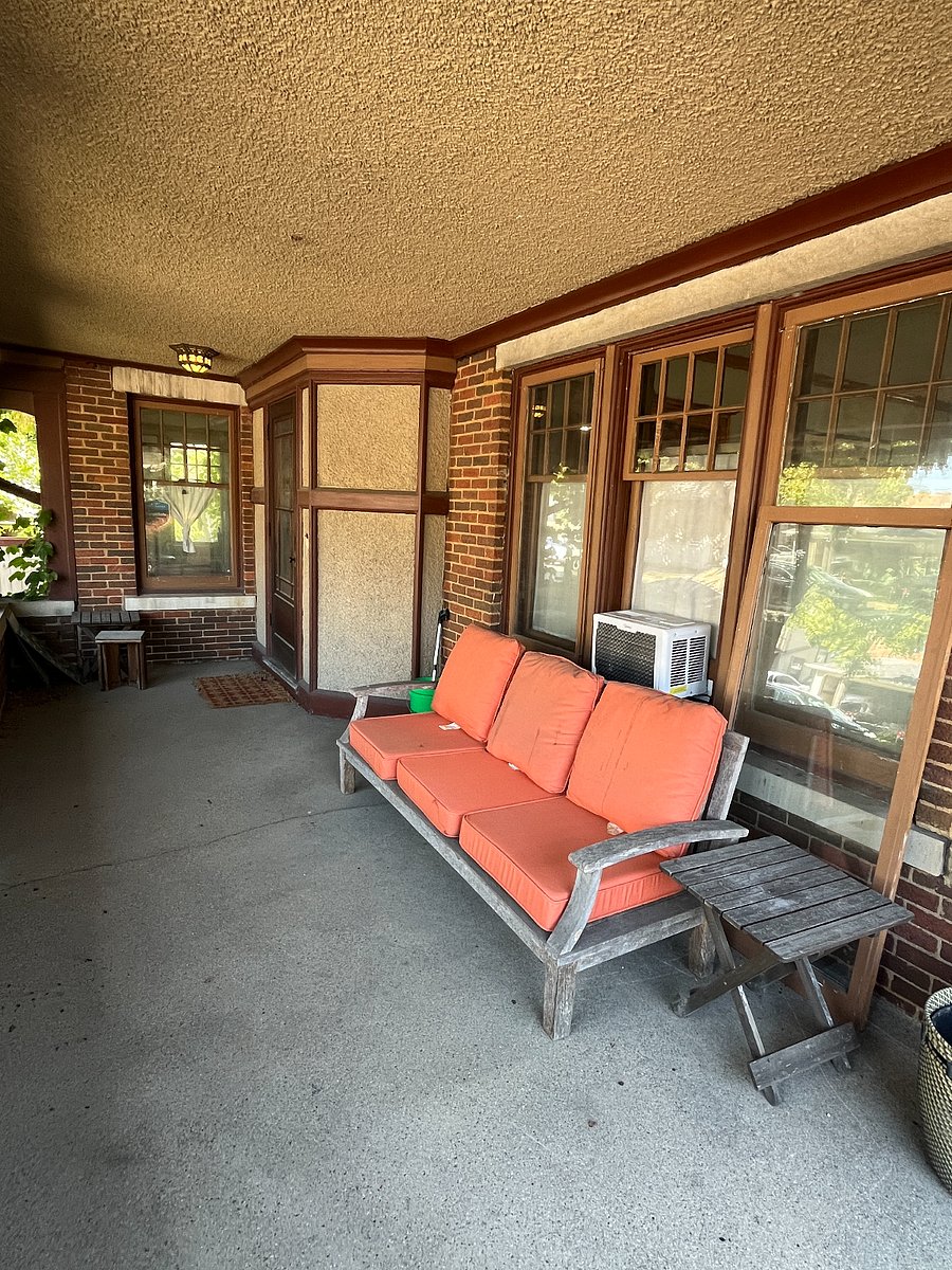 Comfy front porch couch for unwinding